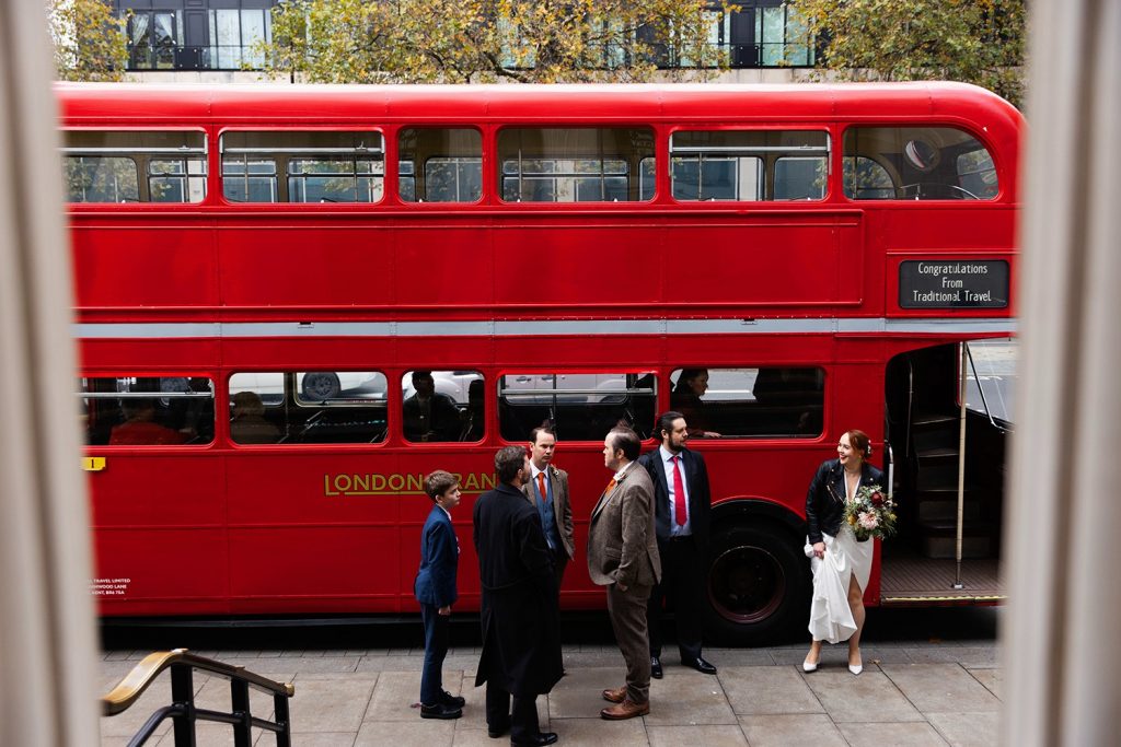 London Double-decker bus at wedding