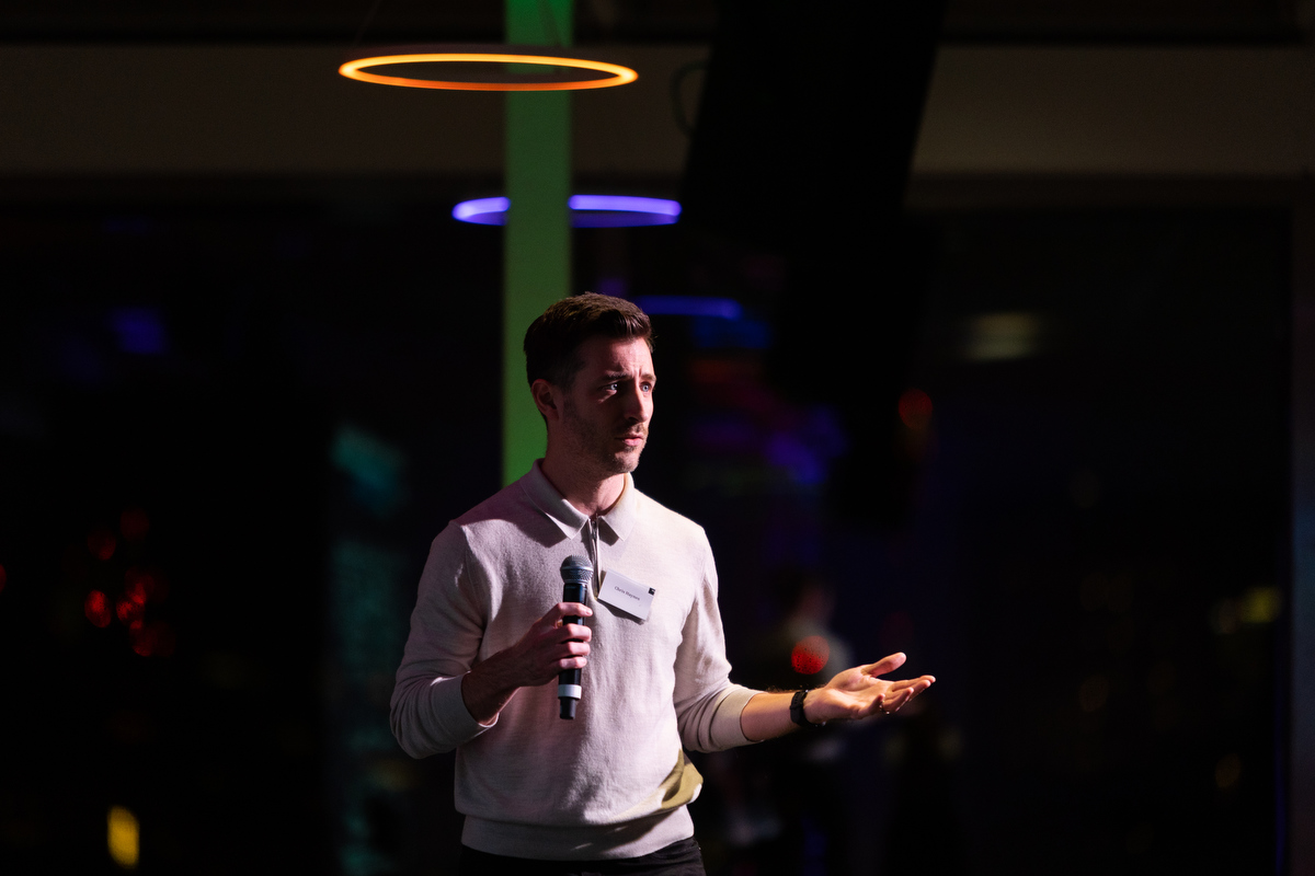 speaker talking at conference at Science Museum