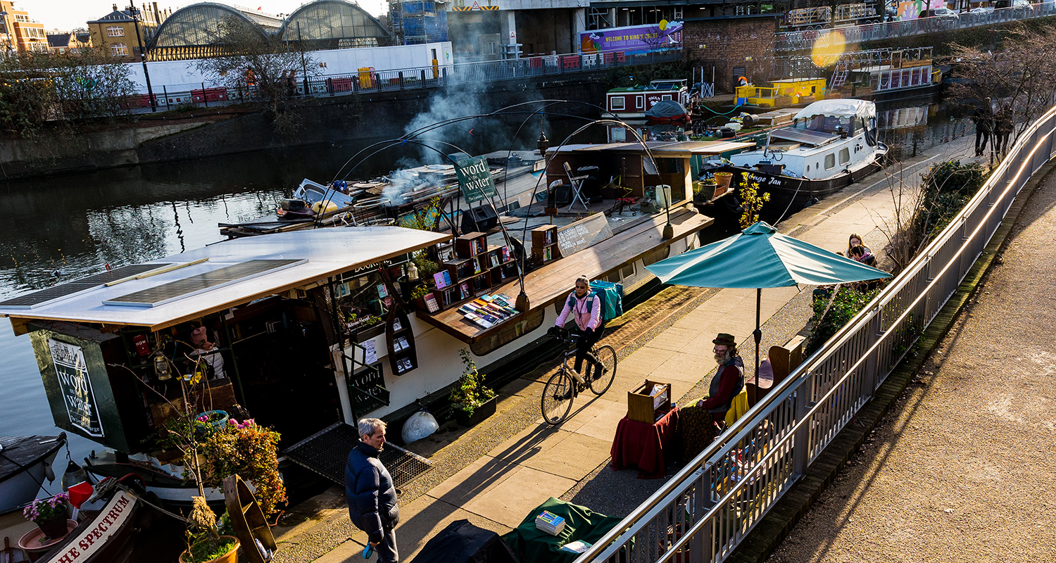 kings cross canal at dusk in winter