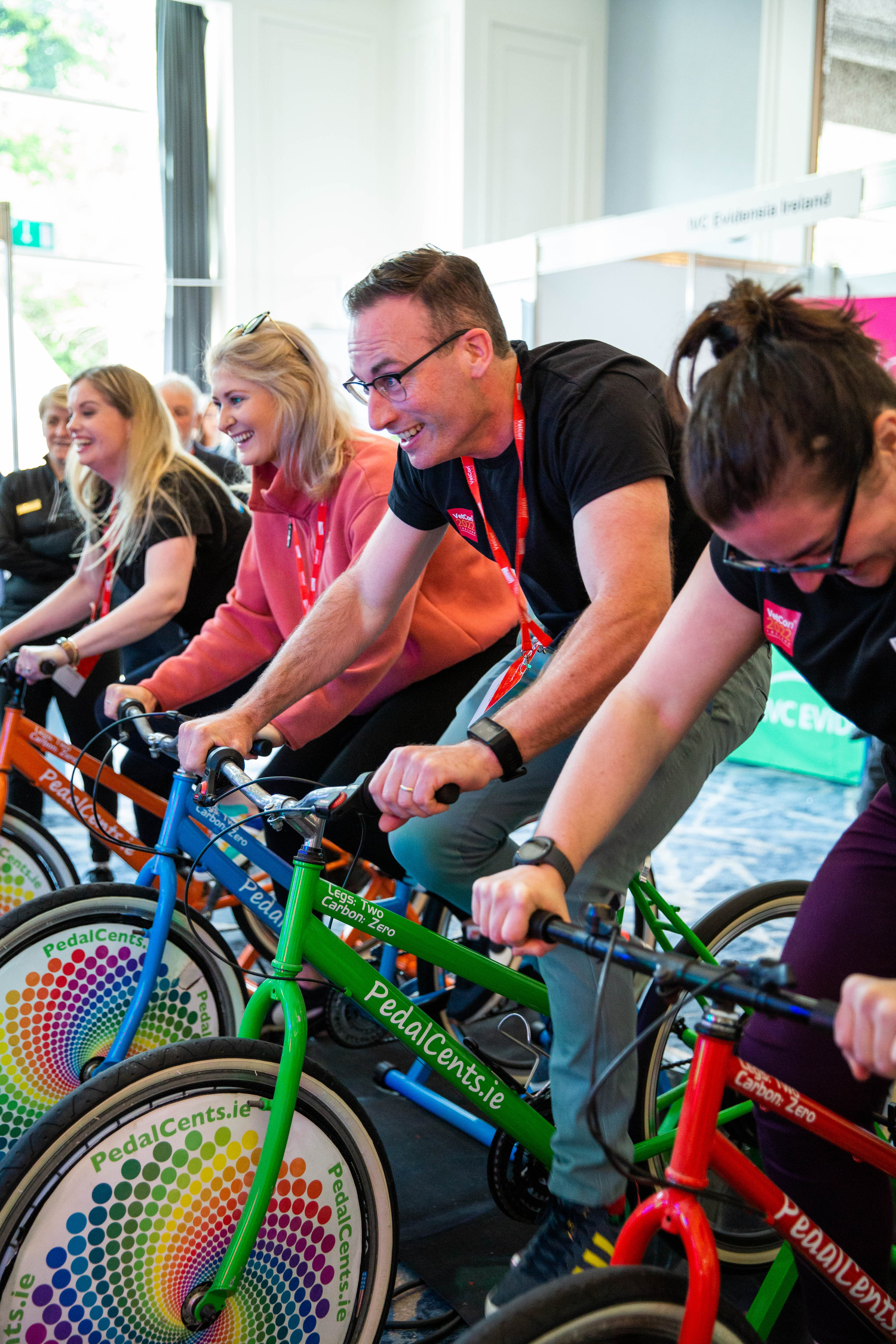 activity during a conference (spinning challenge)